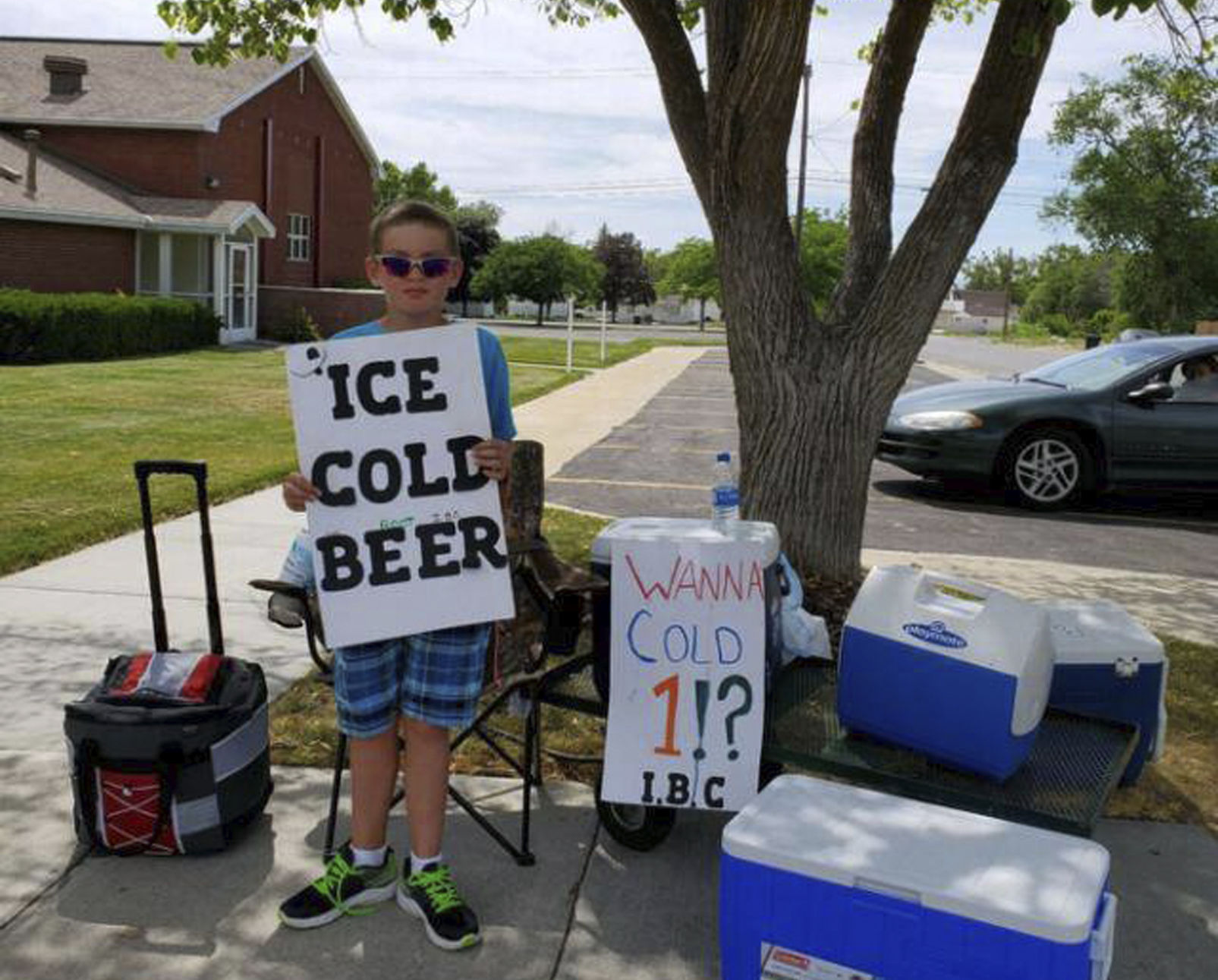 Kid Ice Cold Beer Sign